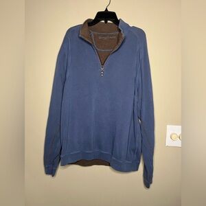 Tommy Bahama Flip shore Half Zip Reversible Pullover Blue Brown L/XL